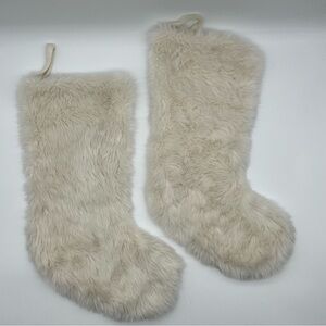 Luxurious Cream Faux Fur Stockings Set of 2 Like New